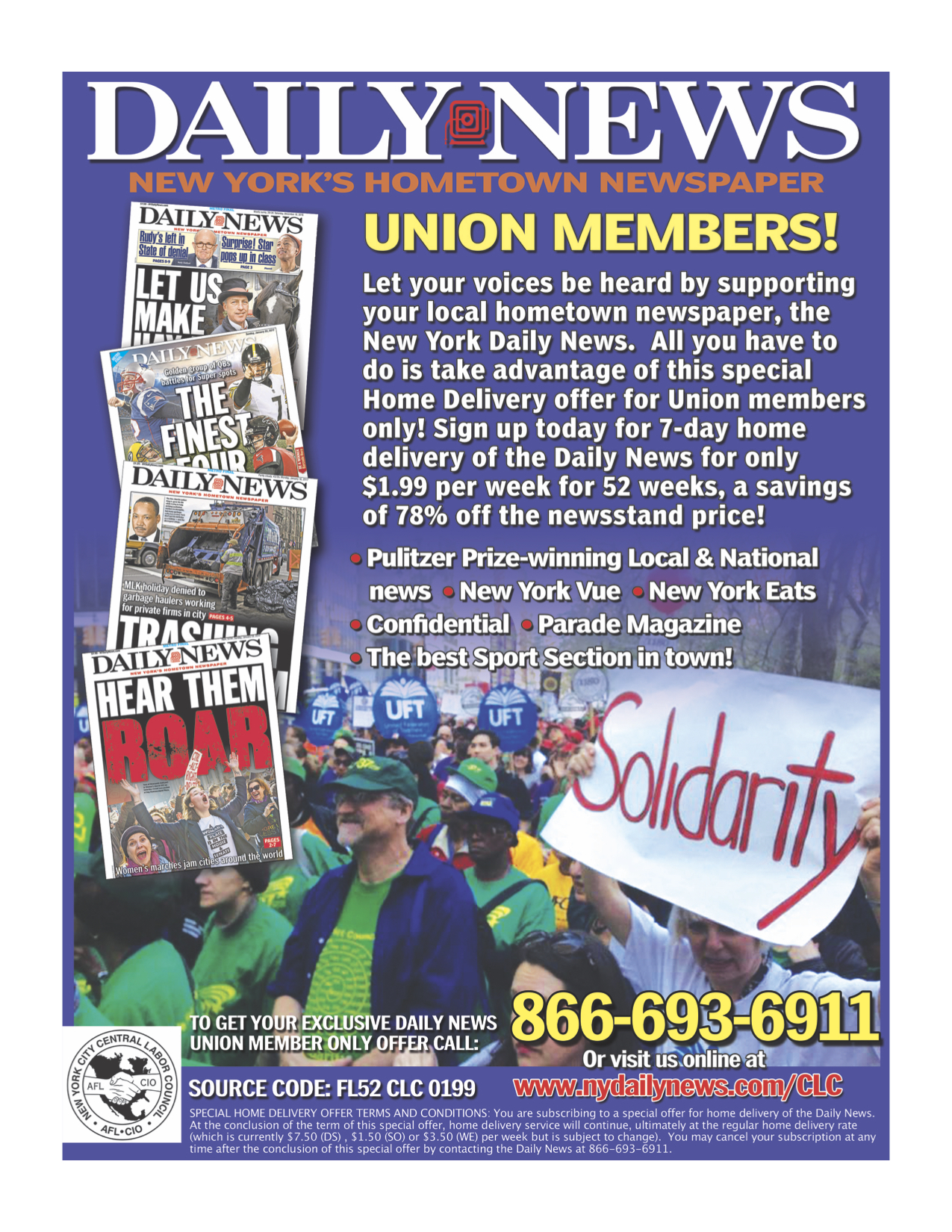 NY Daily News Subscription Discounts for Union Members New York City