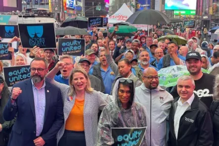 Actors’ Equity Members Rally in Times Square Ahead of Broadway Contract Negotiations