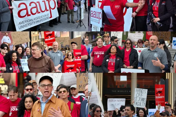 Hands Off St. John’s! Faculty Unions Rally Outside Madison Square Garden