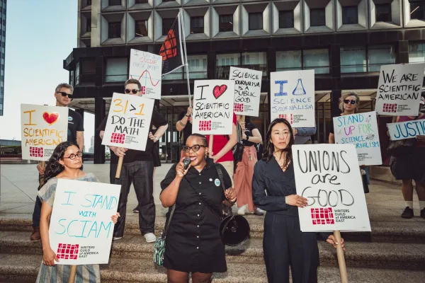 Scientific American Union Holds Rally After Layoffs and Springer Nature’s Sale of Historic Science Publication; Demand Recognition from New Owners LabX
